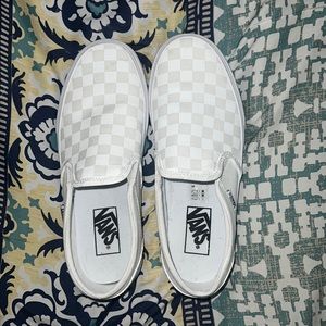 White Checkered Vans